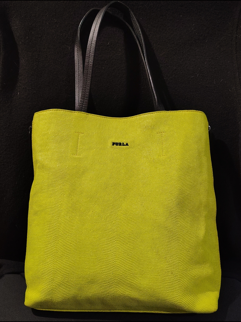 Furla Bright Yellow and Black Shopper Tote